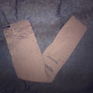 J Brand grey distressed knee jeans